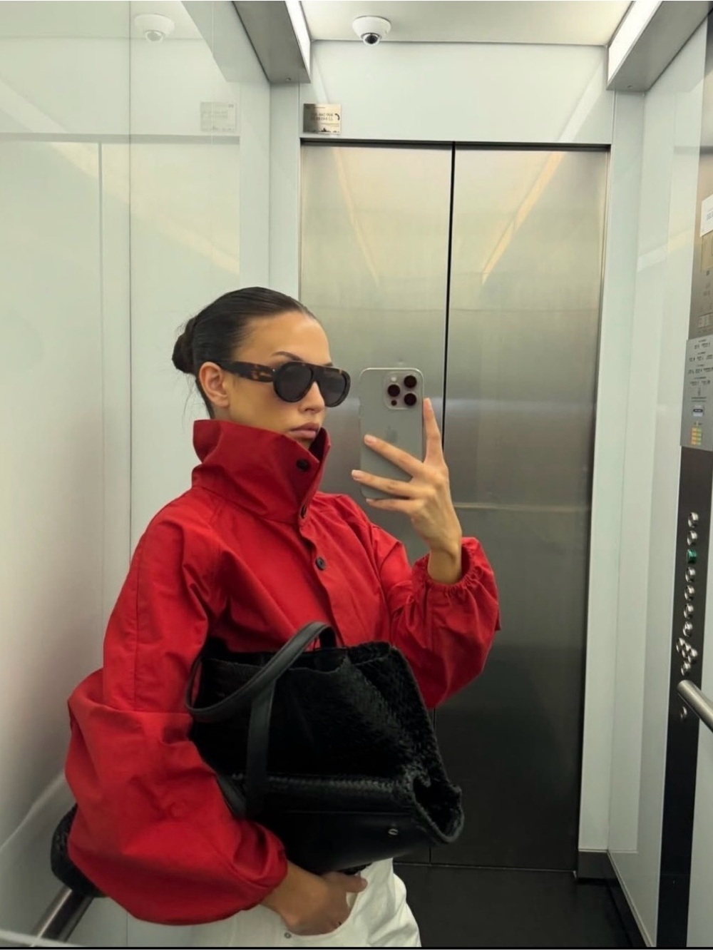 Viral Red Oversized Utility Windbreaker Button Front Jacket - Picture 10 of 13